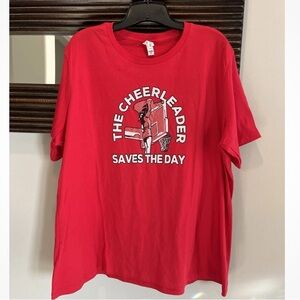 “The Cheerleader Saves The Day" T-shirt Red Women’s 2XL